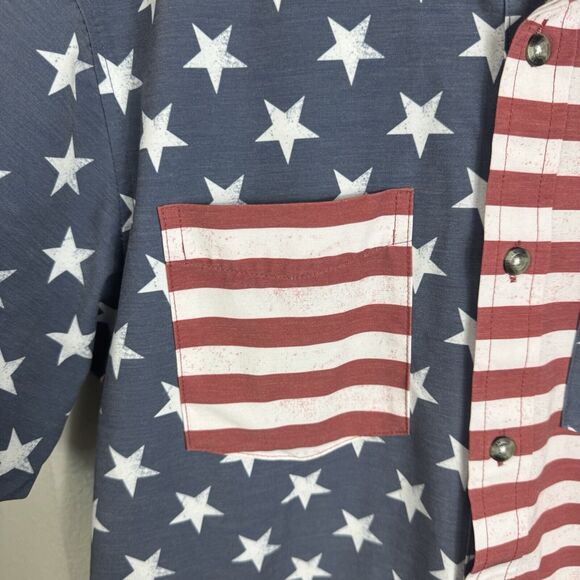 Magellan Relaxed Fit Shirt Men Small White US Flag Vented Short‎ Sleeve Fishing - Picture 5 of 9